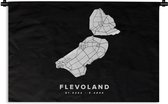 Wandkleed - Wanddoek - Flevoland - Kaart - Nederland - 180x120 cm - Wandtapijt