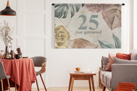 Tenture murale - Tissu mural - Mariage - 25 ans de mariage - Proverbes - Citations - 180x120 cm - Tapisserie murale