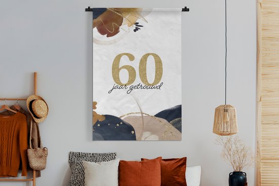 Tapisserie - Tissu mural - Mariage - Citations - 60 ans mariés - Proverbes - 120x180 cm - Tapisserie