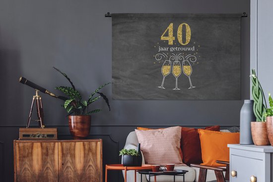 Tenture murale - Tapisserie murale - Mariage - Citations - 40 ans de mariage - Dictons - 120x80 cm - Tapisserie murale