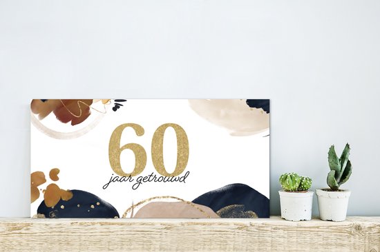 Décoration murale Métal - Peinture Aluminium Industriel - Se marier - 60 ans de mariage - Citations - Dictons - 40x20 cm - Dibond - Photo sur aluminium - Décoration murale industrielle - Pour le salon/chambre