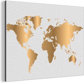 Wanddecoratie Metaal - Aluminium Schilderij Industrieel - Wereldkaart - Goud - Golven - 120x90 cm - Dibond - Foto op aluminium - Industriële muurdecoratie - Voor de woonkamer/slaapkamer