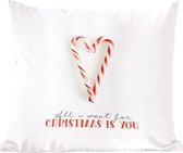 Sierkussen - Kerst Snoep Quote - Multicolor - 50 Cm X 50 Cm