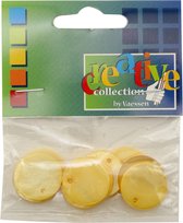 Buttons ass. 1 pk. a 10 st. yellow round river shell dangles