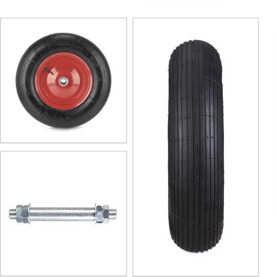 kruiwagenwiel - 4.80/4.00-8 - luchtband - 39 cm - stalen velg - met as - tot 120 kg van Voreg. — afbeelding 2