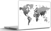 Laptop sticker - 14 inch - Gemarkeerde landen op een wereldkaart - zwart wit - 32x5x23x5cm - Laptopstickers - Laptop skin - Cover