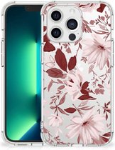 Anti Shock Hoesje iPhone 13 Pro Max GSM Hoesje met doorzichtige rand Watercolor Flowers