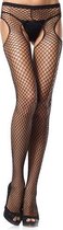 Net Jarretelpanty - Zwart - Sexy Lingerie & Kleding - Beenmode - Dames Lingerie - Kousen