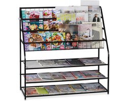 Tijdschriftenrek - Zwart - Vrijstaand - Metaal - 96x97x37 cm