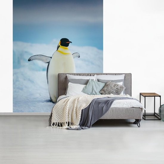 Vinyle mural Papier peint photo - Empereur pingouin avec cub largeur 225 cm x hauteur 280 cm - impression sur le papier peint photo (disponible en 7 tailles)