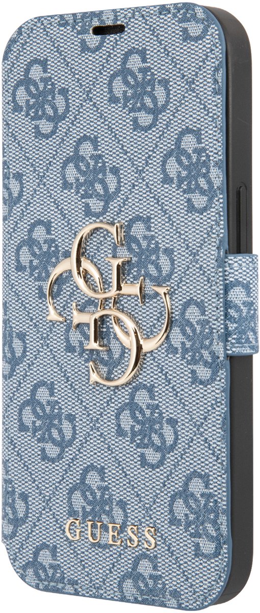 iPhone 13 Pro Bookcase hoesje - Guess - Effen Blauw - Kunstleer