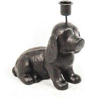 Kandelaar Zwarte Hond - 18x7x18cm Check alle woonaccessoires van HouseVitamin bij HipThuys
