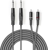 Nedis COTH23320GY30 Stereo Audiokabel 2x 6,35 Mm Male - 2x Rca Male 3,0 M Grijs