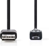 Nedis USB Micro-B Adapter - USB 2.0 - USB Micro-B Male - USB-A Female - 480 Mbps - 0.20 m - Rond - Vernikkeld - PVC - Zwart - Polybag