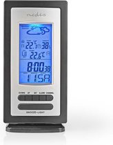 Bol.com Nedis Weerstation - Binnen & Buiten - Inclusief draadloze weersensor - Weersvoorspelling - Tijdweergave - LCD-Scherm - W... aanbieding