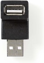 USB-Adapter | USB 2.0 | USB-A Male | USB-A Female | 480 Mbps | Vernikkeld | PVC | Zwart | Polybag