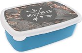 Broodtrommel Blauw - Lunchbox - Brooddoos - Spreuken - Mr & Mrs - Quotes - Trouwen - 18x12x6 cm - Kinderen - Jongen
