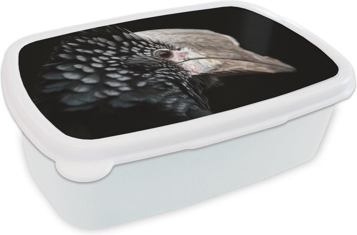 Broodtrommel Wit - Lunchbox - Brooddoos - Vogel - Snavel - Veren - 18x12x6 cm - Volwassenen