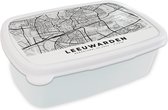 Broodtrommel Wit - Lunchbox - Brooddoos - Stadskaart - Nederland - Leeuwarden - 18x12x6 cm - Volwassenen