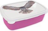 Broodtrommel Roze - Lunchbox - Brooddoos - Vliegende uil - 18x12x6 cm - Kinderen - Meisje
