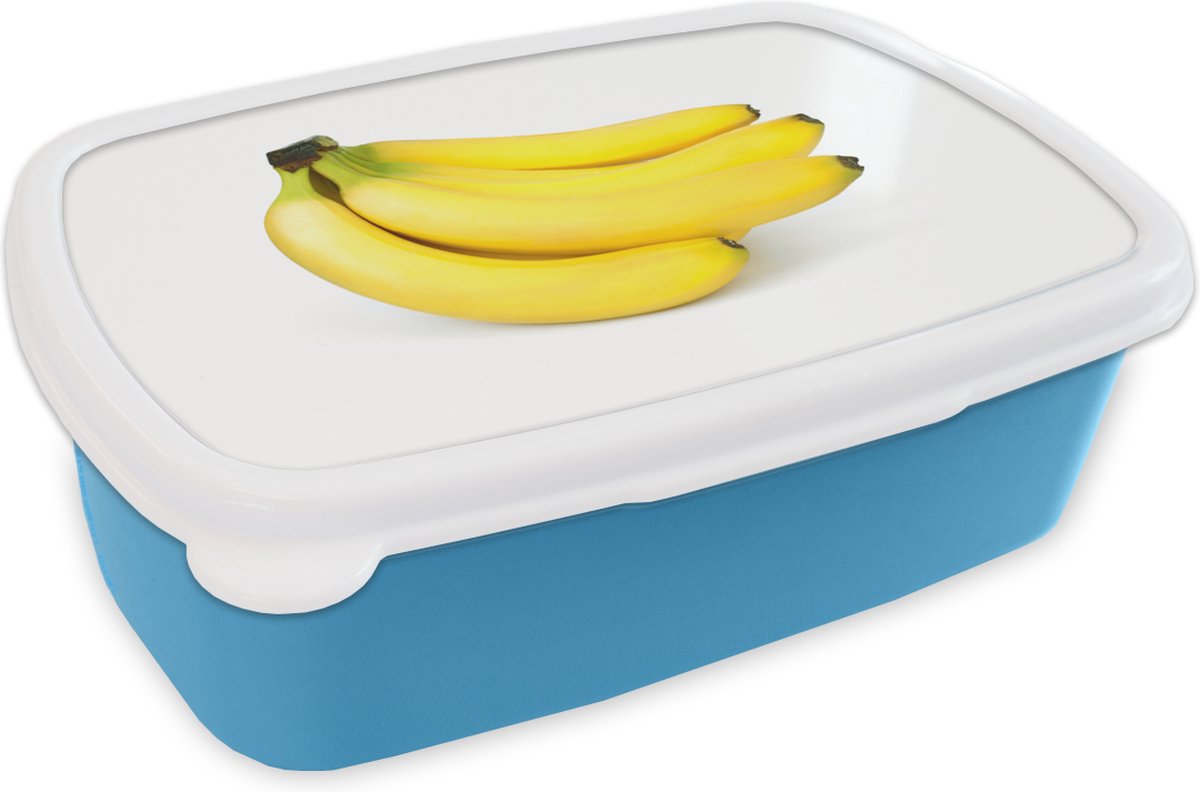 Broodtrommel Blauw - Lunchbox - Brooddoos - Banaan - Geel - Fruit - 18x12x6 cm - Kinderen - Jongen