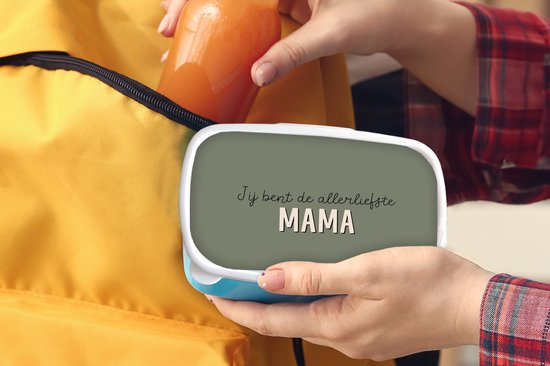 Boîte à lunch Blauw - Boîte à lunch - Boîte à lunch - Tu es la maman la plus douce - Mère - Proverbes - Citations - 18x12x6 cm - Enfants - Garçon - Cadeau Sinterklaas - Distribution de cadeaux pour enfants - Chaussures cadeaux Sinterklaas