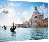 Gondelier voor de Santa Maria della Salute in Venetië - Foto op Plexiglas - 60 x 40 cm