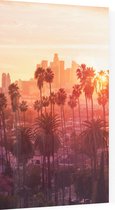Zonsondergang door de palmbomen in Los Angeles - Foto op Plexiglas - 40 x 60 cm