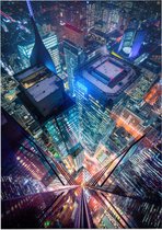 Nachtelijk beeld van Toronto City Center in fel neon - Foto op Forex - 30 x 40 cm