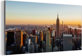 Wanddecoratie Metaal - Aluminium Schilderij Industrieel - New York - Skyline - Zonsondergang - 80x40 cm - Dibond - Foto op aluminium - Industriële muurdecoratie - Voor de woonkamer/slaapkamer