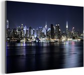 Wanddecoratie Metaal - Aluminium Schilderij Industrieel - New York - Licht - Skyline - 30x20 cm - Dibond - Foto op aluminium - Industriële muurdecoratie - Voor de woonkamer/slaapkamer