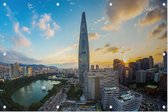 Lotte World Tower in centrum van Seoul in Zuid korea - Foto op Tuinposter - 120 x 80 cm