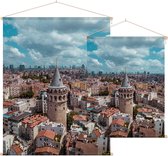 Luchtfoto van de Galatatoren en skyline van Istanbul - Foto op Textielposter - 120 x 160 cm