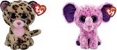 Ty - Knuffel - Beanie Boo's - Livvie Leopard & Eva Elephant