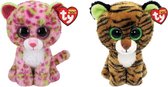 Ty - Knuffel - Beanie Boo's - Lainey Leopard & Tiggy Tiger