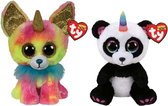 Ty - Knuffel - Beanie Boo's - Yips Chihuahua & Paris Panda