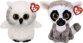 Ty - Knuffel - Beanie Buddy - Austin Owl & Linus Lemur