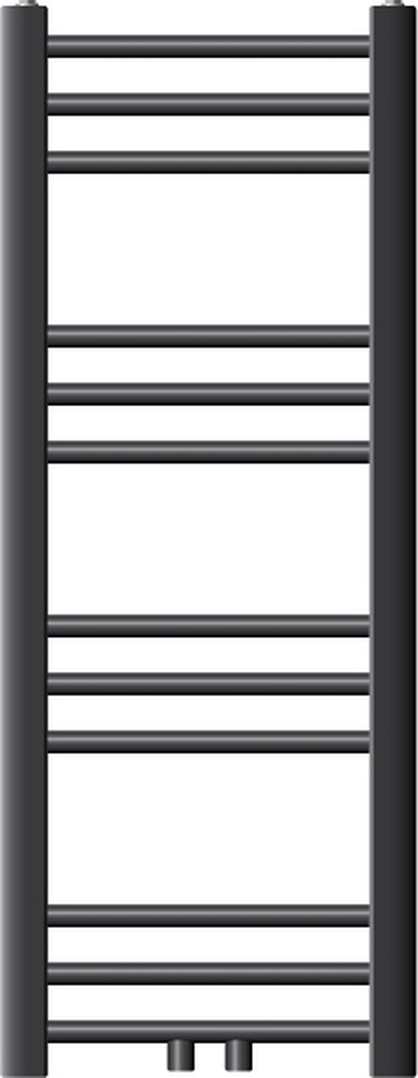 Badkamer radiator middenaansluiting 300x800 mm antraciet recht incl. montagemateriaal LuxeBath