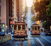Historische treintjes op California Street in San Francisco - Fotobehang (in banen) - 350 x 260 cm