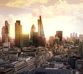 Zonsopgang over de zakelijke financiële wijk van Londen - Fotobehang (in banen) - 250 x 260 cm