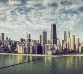 Strand en skyline van de Amerikaanse stad Chicago - Fotobehang (in banen) - 350 x 260 cm