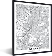 Fotolijst incl. Poster - Kaart - Athene - Griekenland - Minimalisme - 30x40 cm - Posterlijst