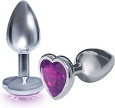 Bejeweled Heart Stainless Steel Plug - Violet
