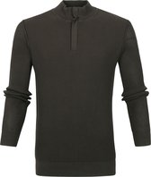 Suitable - George Pullover Half Zip Donkergroen - L - Slim-fit