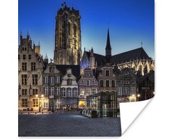 Poster Marktplaats - Lamp - Mechelen - 75x75 cm