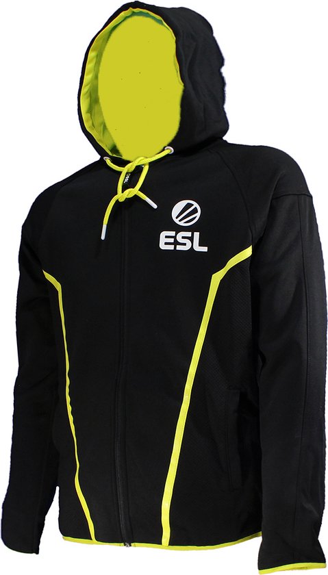 Difuzed ESL E-Sports TEQ Vest Jas Hoodie met Rits en Capuchon Zwart/Wit/Geel Unisex Sweatvest