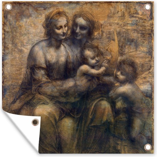 Maria met kind en Sint-Anna - Leonardo da Vinci - Tuindoek