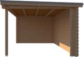 Blokhut met overkapping lessenaar dak 300 x 300 + 400cm