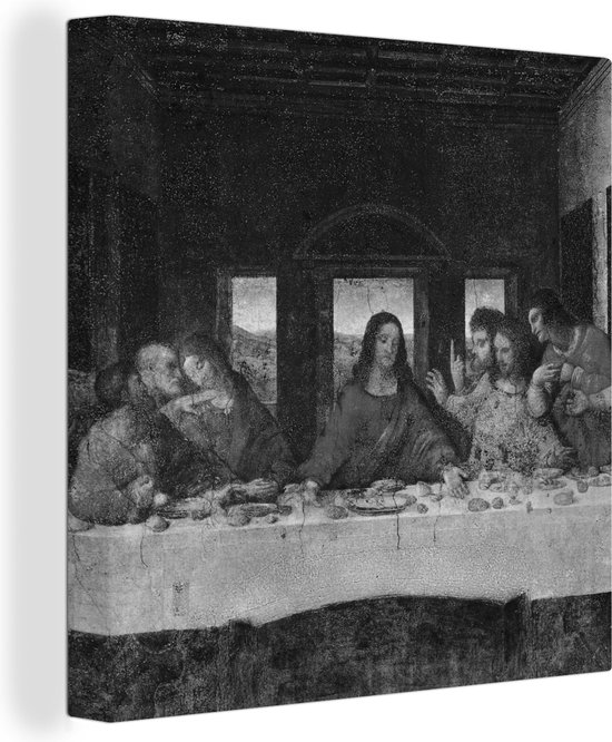 Canvas Schilderij Het laatste avondmaal - Leonardo da Vinci - 20x20 cm - Wanddecoratie