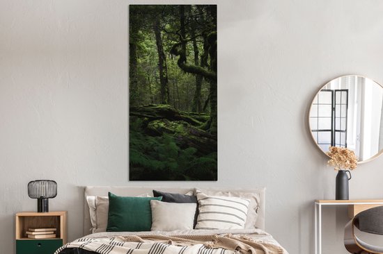 Canvas schilderij 80x160 cm - Wanddecoratie Donkere sprookjes jungle - Muurdecoratie woonkamer - Slaapkamer decoratie - Kamer accessoires - Schilderijen op canvas
